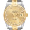 Rolex Datejust Steel Yellow Gold Diamond Dial Mens Watch 16233